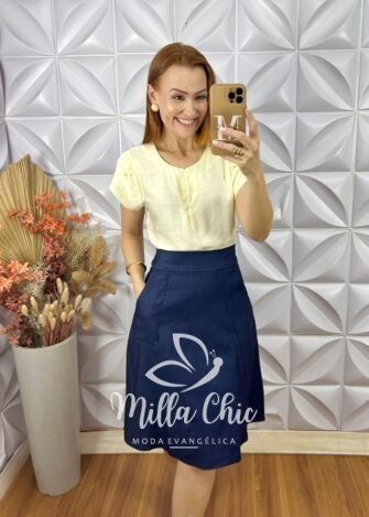 Milla Chic - millachic com br blusa cassia em viscose com poliamida amarelo 3 Blusa Cássia Em Viscose Com Poliamida - Amarelo - Milla Chic