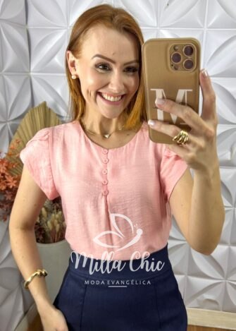 Blusa Cássia Em Viscose Com Poliamida - Rosa - Milla Chic