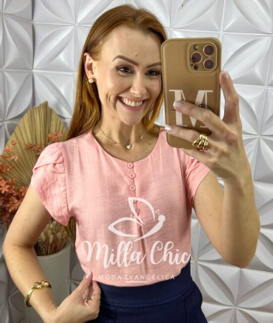 Blusa Cássia Em Viscose Com Poliamida - Rosa - Milla Chic