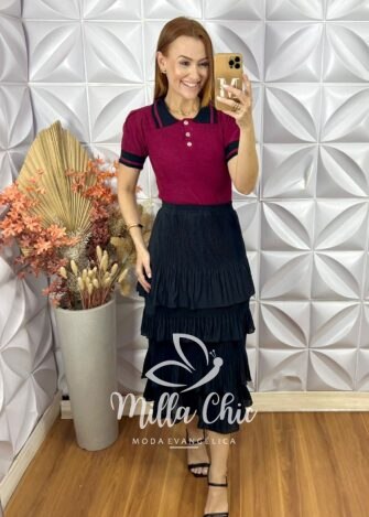 Blusa Laura Em Tricot Modal - Vermelho - Milla Chic