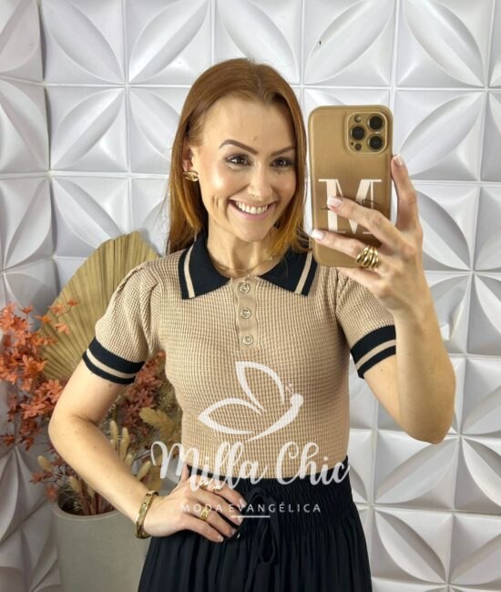 Blusa Laura Em Tricot Modal - Bege - Milla Chic