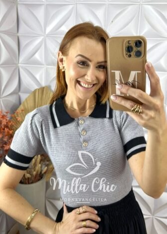 Blusa Laura Em Tricot Modal - Cinza - Milla Chic
