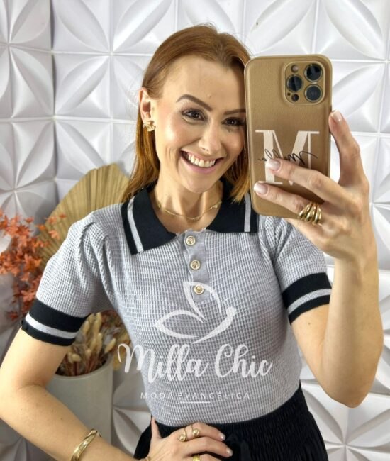 Blusa Laura Em Tricot Modal - Cinza - Milla Chic