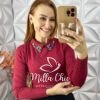 Blusa Sônia Em Tricot Modal Bordada - Preto - Milla Chic