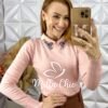 Blusa Sônia Em Tricot Modal Bordada -Rosa - Milla Chic