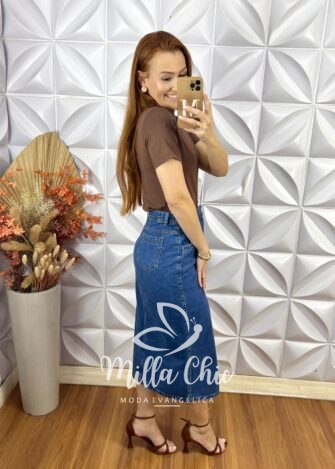 Cacharel Gola Alta Em Viscolycra - Marrom - Milla Chic