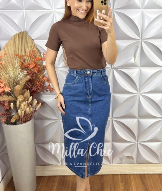 Cacharel Gola Alta Em Viscolycra - Marrom - Milla Chic