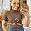 Cacharel Gola Alta Em Viscolycra - Marrom - Milla Chic