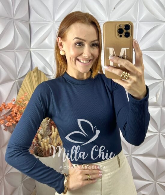 Cacharel Manga Longa - Azul - Milla Chic