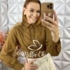 Camisa Brenda Em Linho - Marrom - Milla Chic