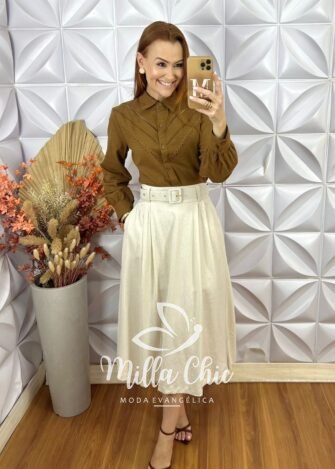 Milla Chic - millachic com br camisa brenda em linho marrom 3 Camisa Brenda Em Linho - Marrom - Milla Chic