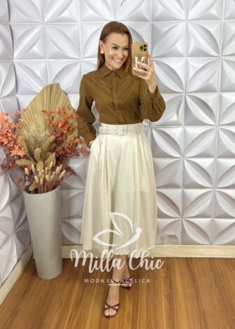 Camisa Brenda Em Linho - Preta - Milla Chic