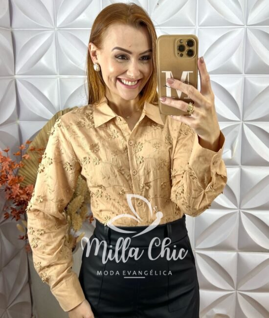 Camisa Edilene Em Lesie Bordada - Branco - Milla Chic