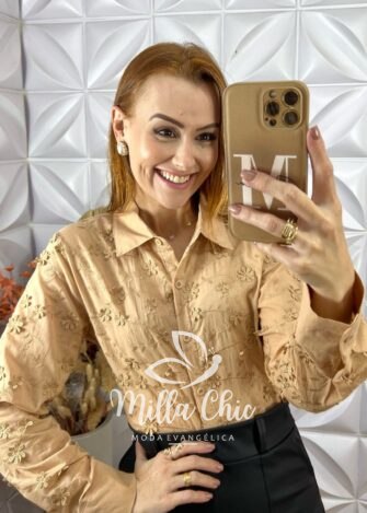 Camisa Edilene Em Lesie Bordada - Branco - Milla Chic