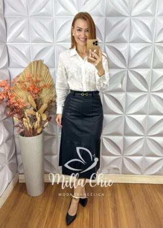 Camisa Edilene Em Lesie Bordada - Branco - Milla Chic