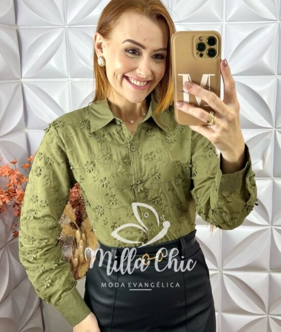 Camisa Edilene Em Lesie Bordada - Branco - Milla Chic