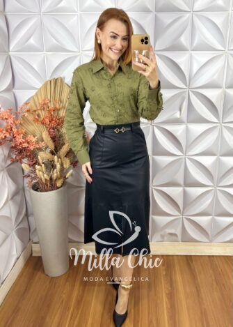 Camisa Edilene Em Lesie Bordada - Branco - Milla Chic