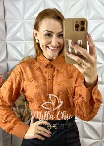 Camisa Edilene Em Lesie Bordada - Branco - Milla Chic