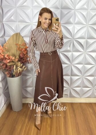 Milla Chic - millachic com br camisa edna em viscolinho marrom 3 Camisa Edna em Viscolinho - Marrom - Milla Chic