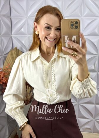 Milla Chic - millachic com br camisa germania em linho de algodao manteiga 1 Camisa Germânia Em Linho De Algodão- Manteiga - Milla Chic