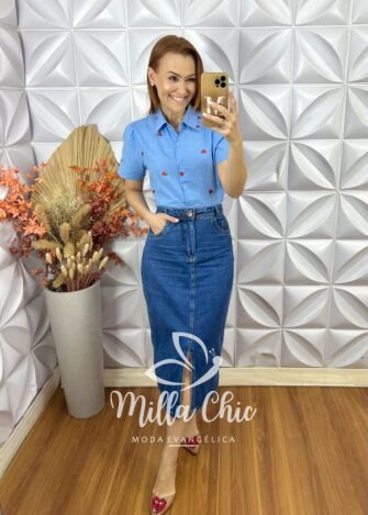 Camisa Lara Em Linho De Algodão - Caramelo - Milla Chic