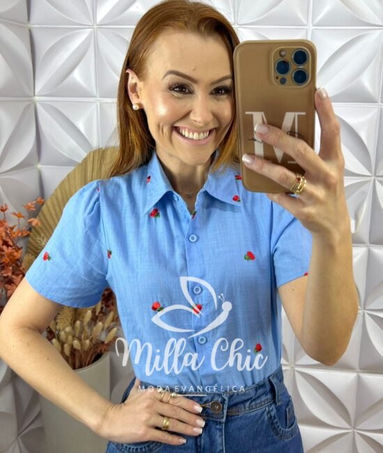 Camisa Lara Em Linho De Algodão - Caramelo - Milla Chic