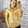 Camisa Lara Em Linho De Algodão - Marrom - Milla Chic