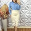 Milla Chic - millachic com br camisa nivea em viscose acetinada azul 3 Camisa Nívea Em Viscose Acetinada - Azul - Milla Chic