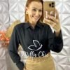 Camisa Nívea Em Viscose Acetinada - Preta - Milla Chic