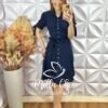 Chemise Pérola Em Viscolinho Póa - Azul Marinho - Milla Chic