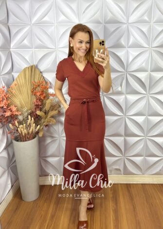 Conjunto Ramona Em Moletinho - Terra Cota - Milla Chic