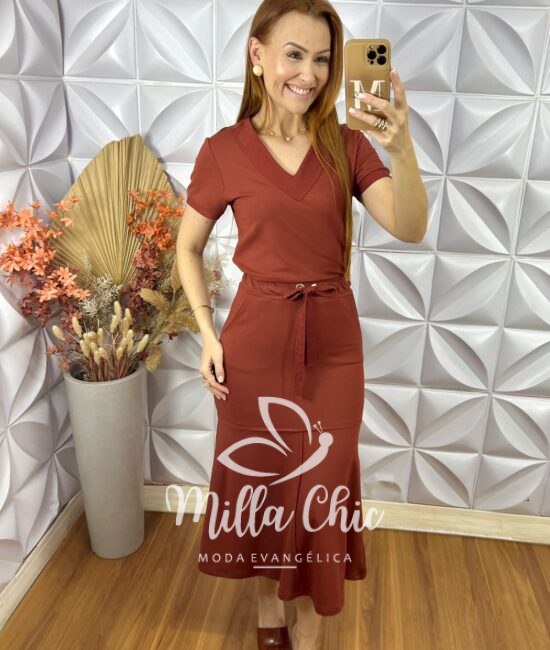 Conjunto Ramona Em Moletinho - Terra Cota - Milla Chic