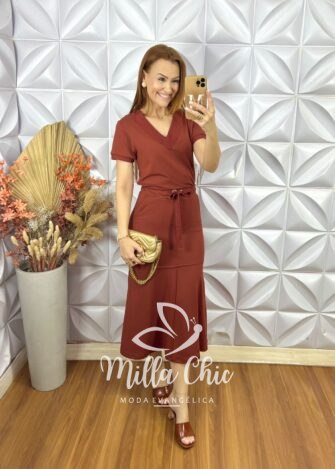 Conjunto Ramona Em Moletinho - Terra Cota - Milla Chic