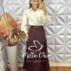 Milla Chic - millachic com br saia janete em linho marrom Saia Janete Em Linho - Marrom - Milla Chic
