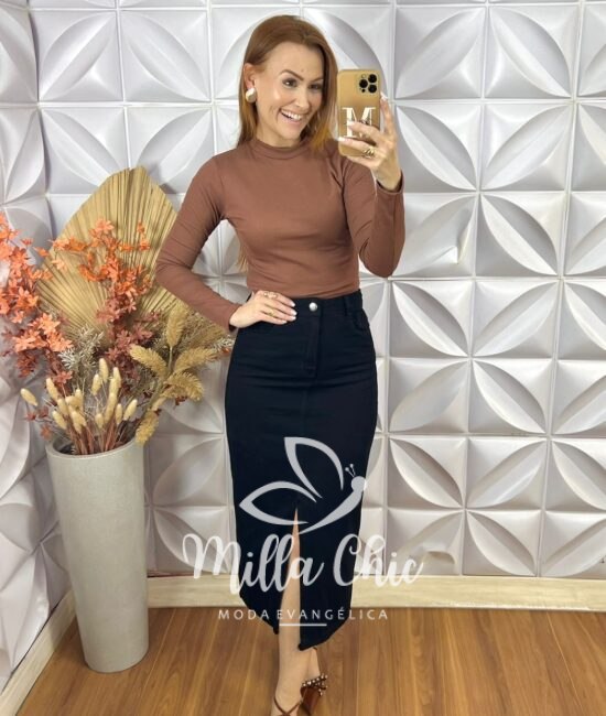 Saia jeans Babi - Preta - Milla Chic