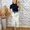 Saia Judite Risca De Giz - Branca - Milla Chic