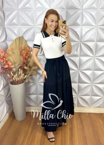 Saia longa Carla - Preta - Milla Chic