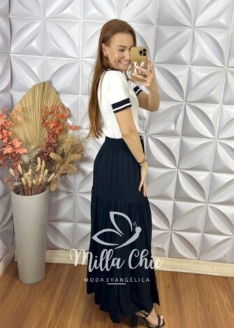 Saia longa Carla - Preta - Milla Chic
