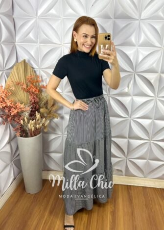 Milla Chic - millachic com br saia longa quiteria em viscolinho 3 Saia longa Quitéria Em Viscolinho - Milla Chic