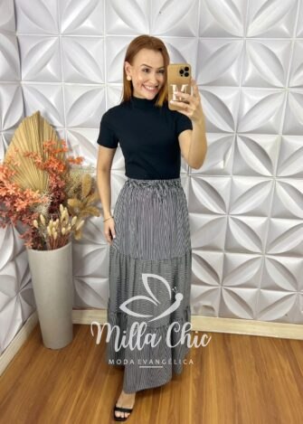 Saia longa Quitéria Em Viscolinho - Milla Chic