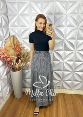 Milla Chic - millachic com br saia longa quiteria em viscolinho 4 Saia longa Quitéria Em Viscolinho - Milla Chic
