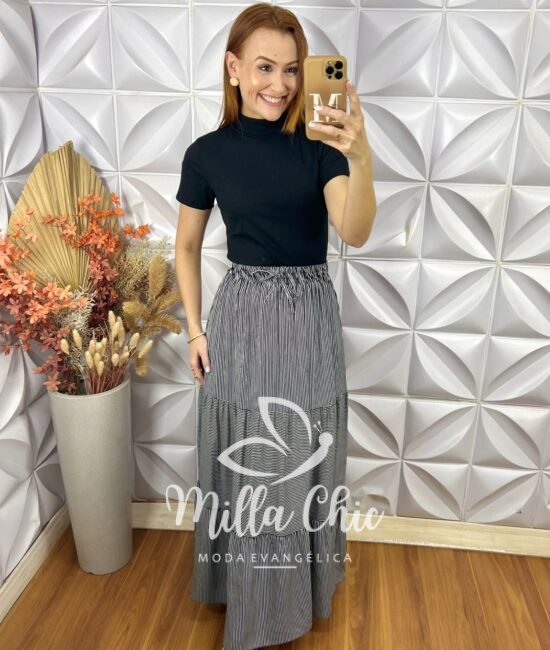 Saia longa Quitéria Em Viscolinho - Milla Chic