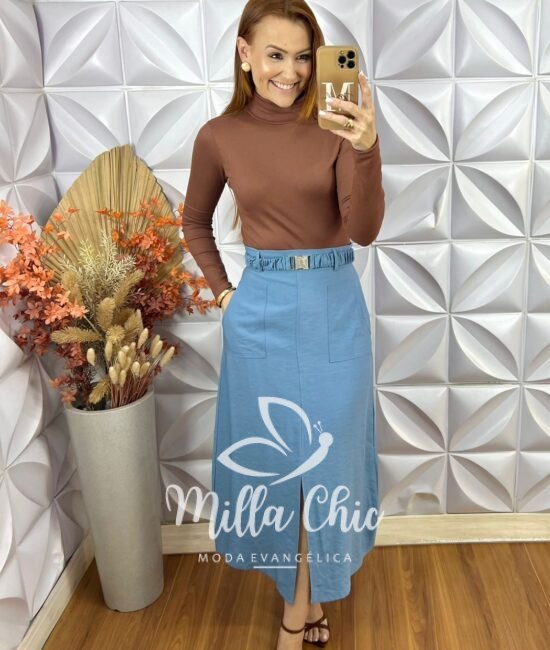 Saia Milka Em Alfaiataria Marrant - Preta - Milla Chic
