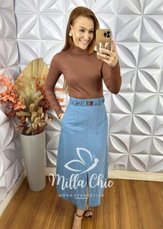 Saia Milka Em Alfaiataria Marrant - Preta - Milla Chic