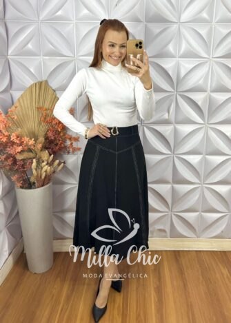Milla Chic - millachic com br saia natifa e alfaiataria marrant preta 3 Saia Natifa E Alfaiataria Marrant - Preta - Milla Chic