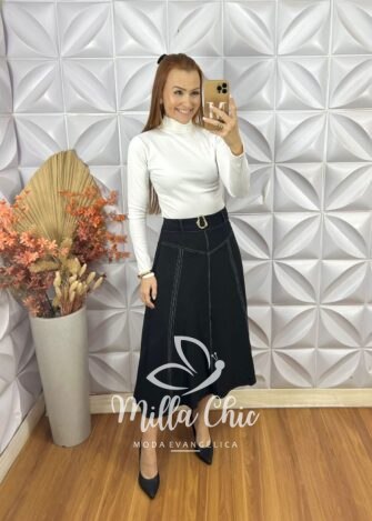 Saia Natifa E Alfaiataria Marrant - Preta - Milla Chic