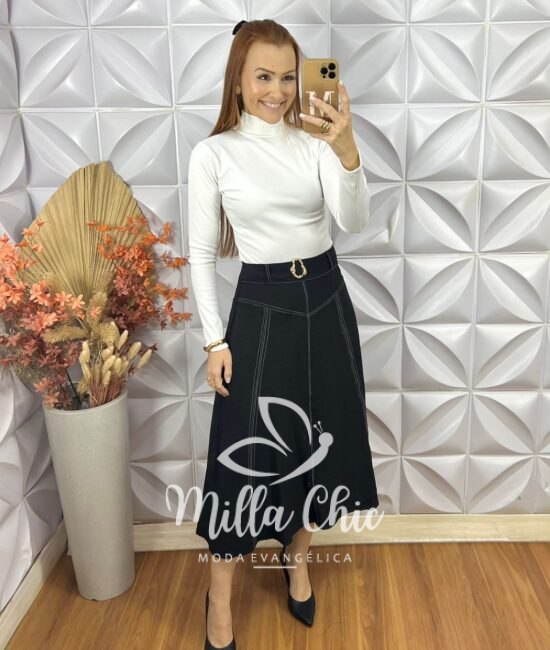 Saia Natifa E Alfaiataria Marrant - Preta - Milla Chic