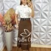 Saia Neide Em Tricot Modal -Marrom - Milla Chic