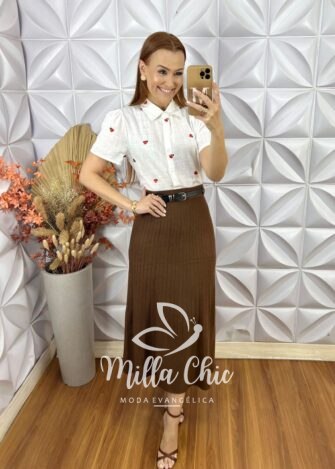 Milla Chic - millachic com br saia neide em tricot modal marrom Saia Neide Em Tricot Modal -Marrom - Milla Chic