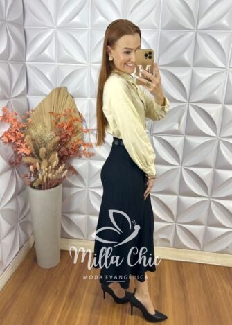 Milla Chic - millachic com br saia neide em tricot modal preto 2 Saia Neide Em Tricot Modal - Preto - Milla Chic